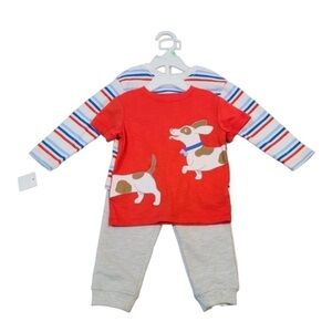 Little Me 3 Piece Set Grey Joggers, and Puppy Shirts Size 18 months